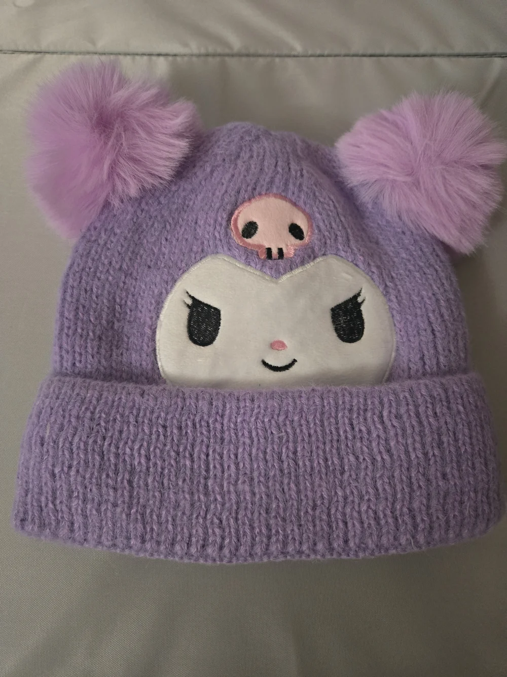 Purple Character Pom-Pom Kids Beanie Hat